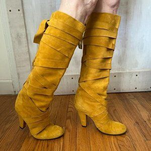 Marc Jacobs wrap-around knee high boots - Mustard color